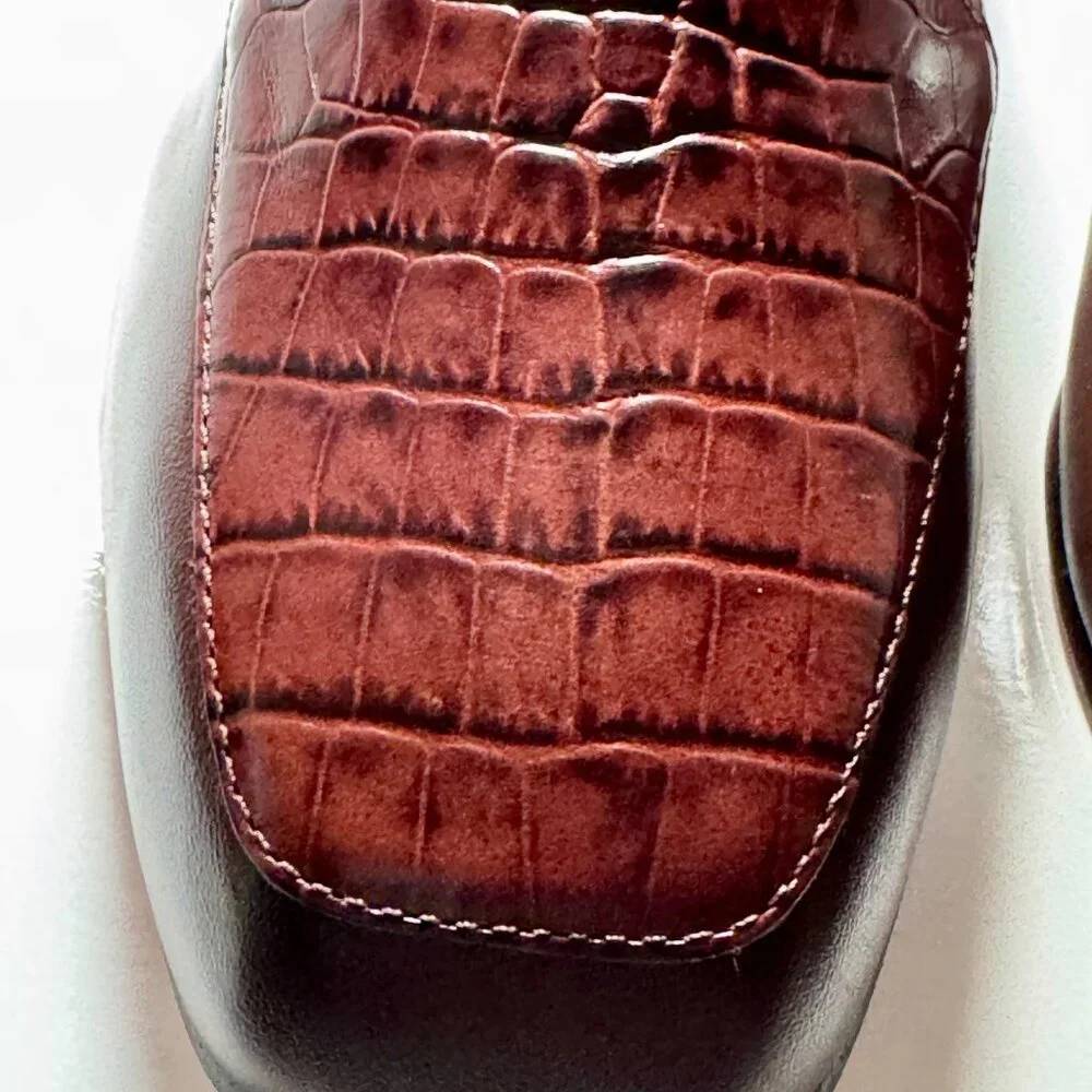 NWOT, Enzo Angiolini Leather Square Toe Loafers, size 8.5W, brown - Picture 3 of 7